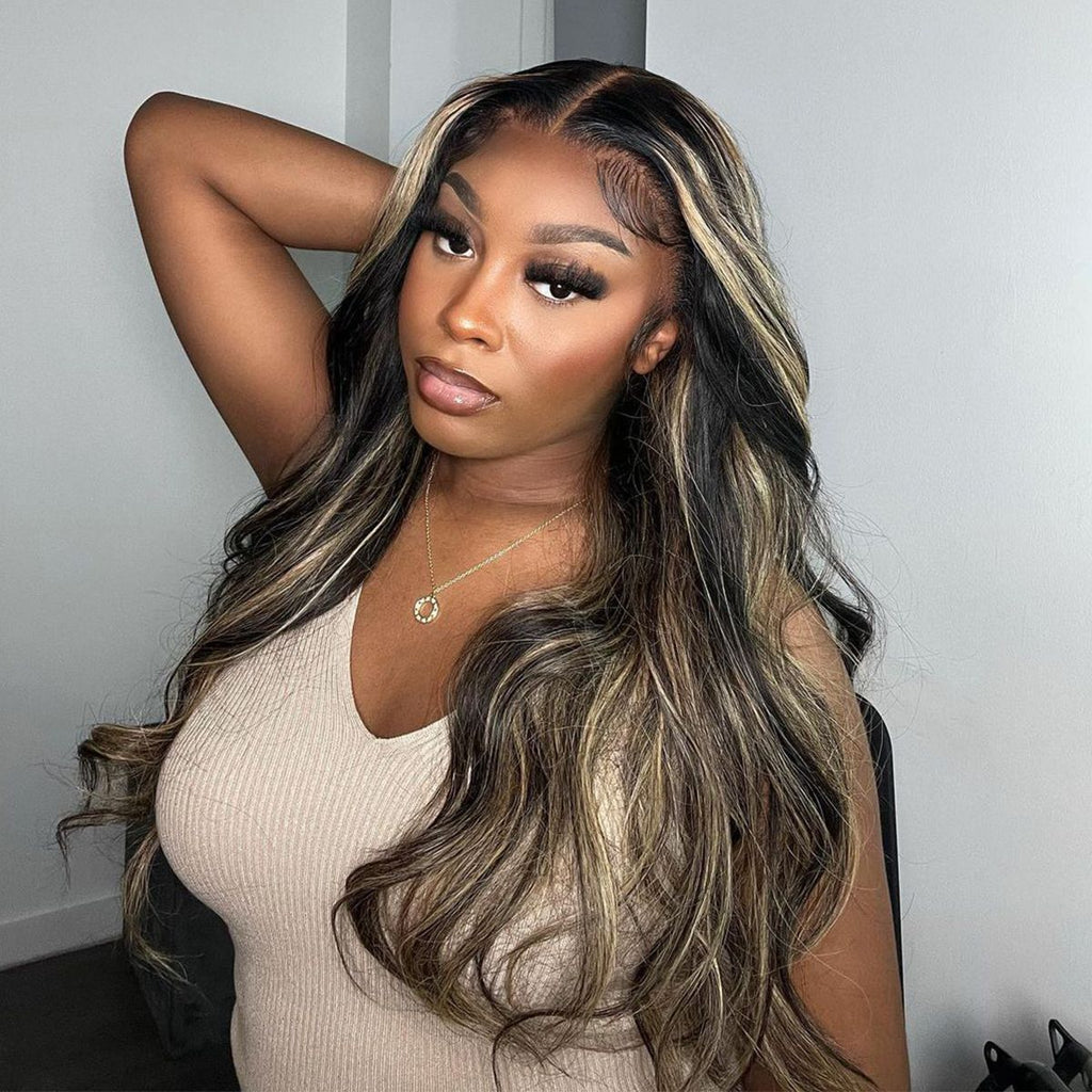 Balayage Honey Blonde Highlight 6×5 13×4 Lace Glueless Wig Body Wave HD Lace Wig