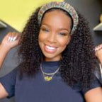 Headband Wig Kinky Curly Shoulder Length Wig