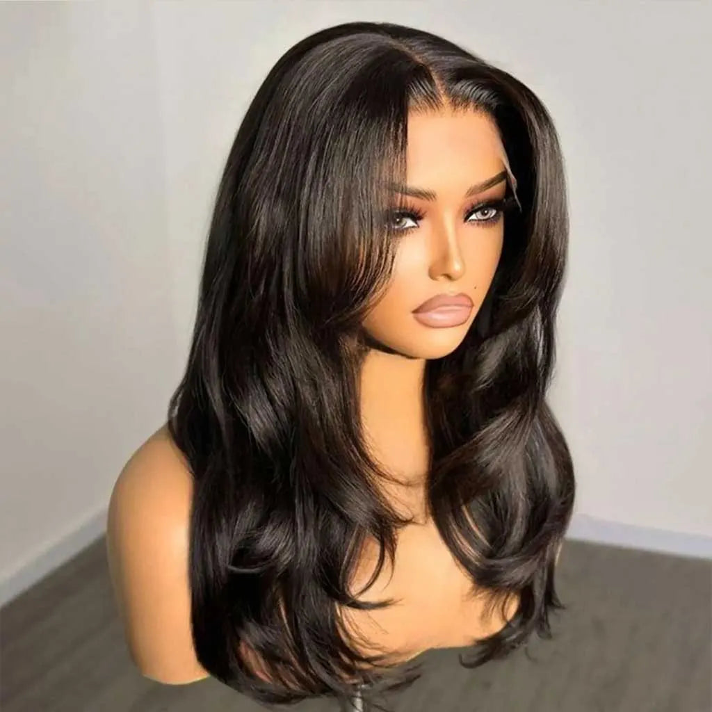 Butterfly Layered Cut Glueless 6x5 HD Lace Wig Ombre Brown Color Pre-Styled Human Hair Wig