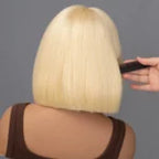 613 Blonde Straight Human Hair Lace Front Short Bob Wigs