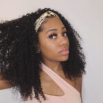 Headband Wig Kinky Curly Shoulder Length Wig