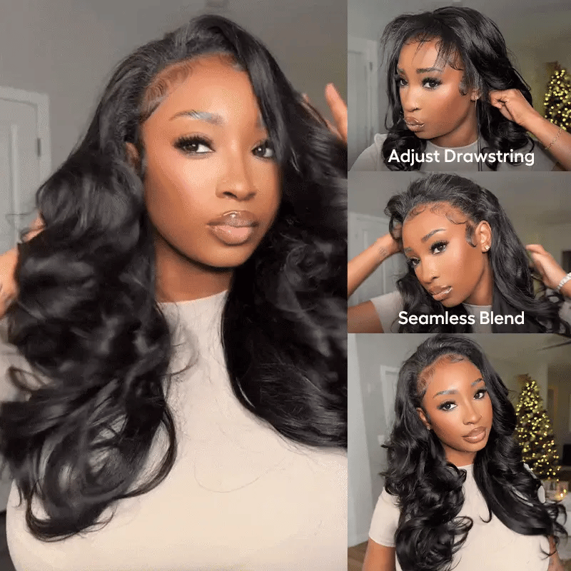 Pre-Styled Yaki Body Wave Half Wig Flip Over Natural Fullness Glueless Install