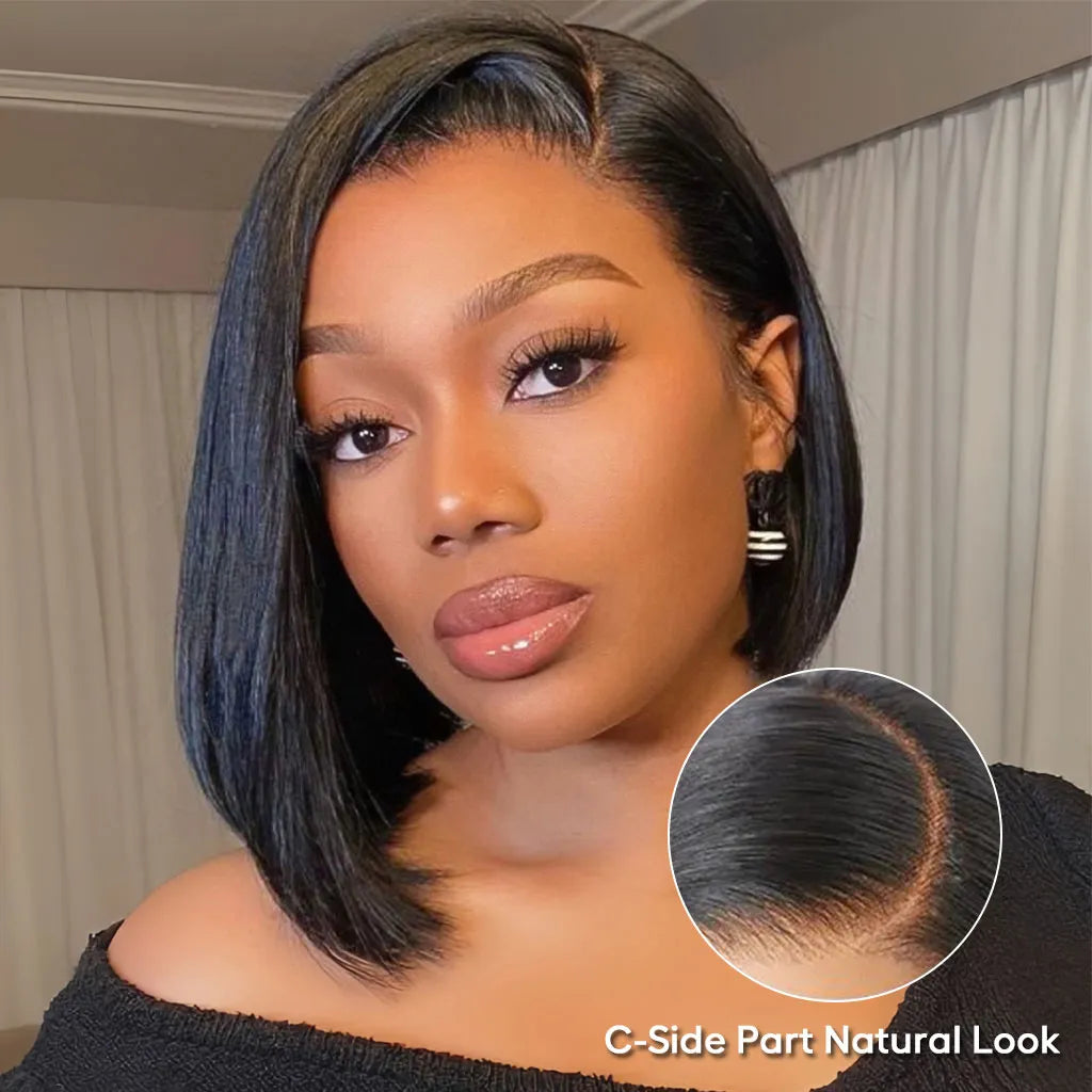 Double Drawn Bone Straight Bob Wig Pull &amp; Go Glueless 6x5 Lace Raw Human Hair Wig