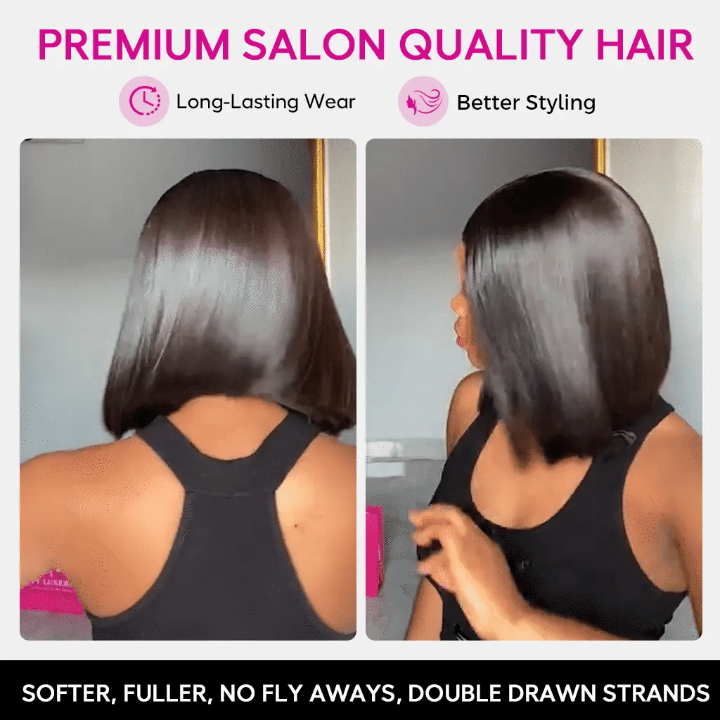 Double Drawn Bone Straight Bob Wig Pull &amp; Go Glueless 6x5 Lace Raw Human Hair Wig