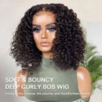 Big Curly Undetectable Lace Short Wig Deep Curly Glueless Lace Wig 180% Density