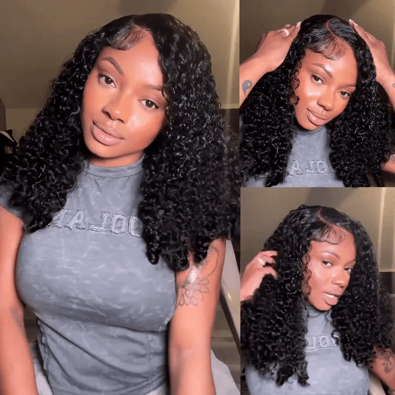 Pull &amp; Go Burmese Curly Short Wig With Spiral Curly Ends C-Side Part Glueless 6x5 Lace Wig