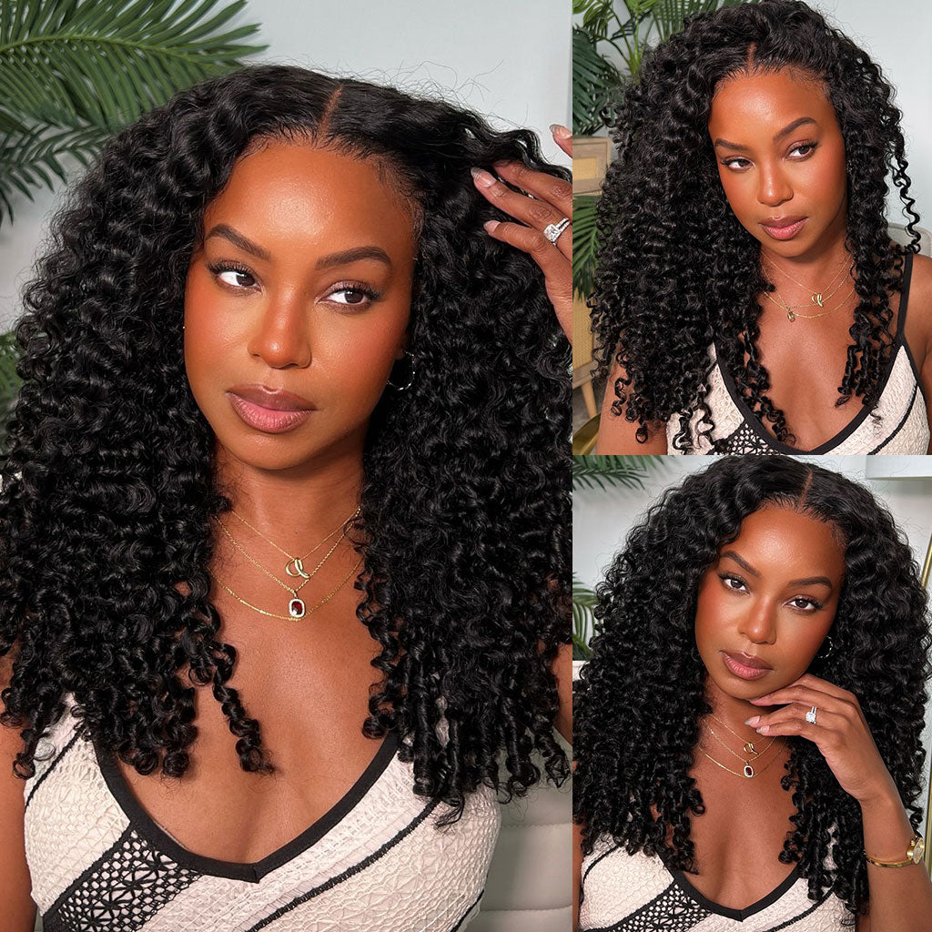 Burmese Curly Wig With Spiral Curly Ends Pull &amp; Go Glueless Human Hair Wig 180%