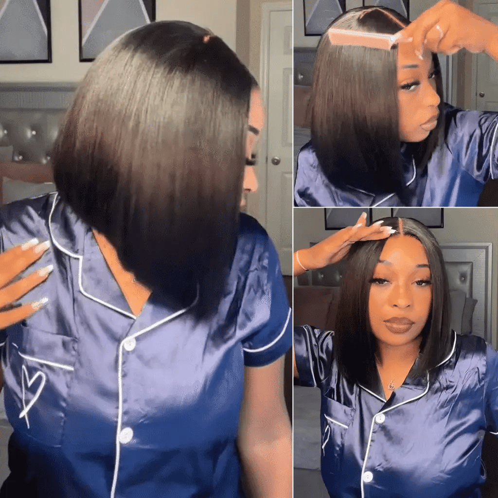 Double Drawn Bone Straight Bob Wig Pull &amp; Go Glueless 6x5 Lace Raw Human Hair Wig