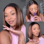 Glueless Highlight Straight Bob Wig Human Hair 6x5 Lace Wig Bleached Knots