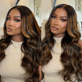 Highlight Honey Brown Body Wave 6x5 13x4 Glueless HD Lace Front Wigs Human Hair