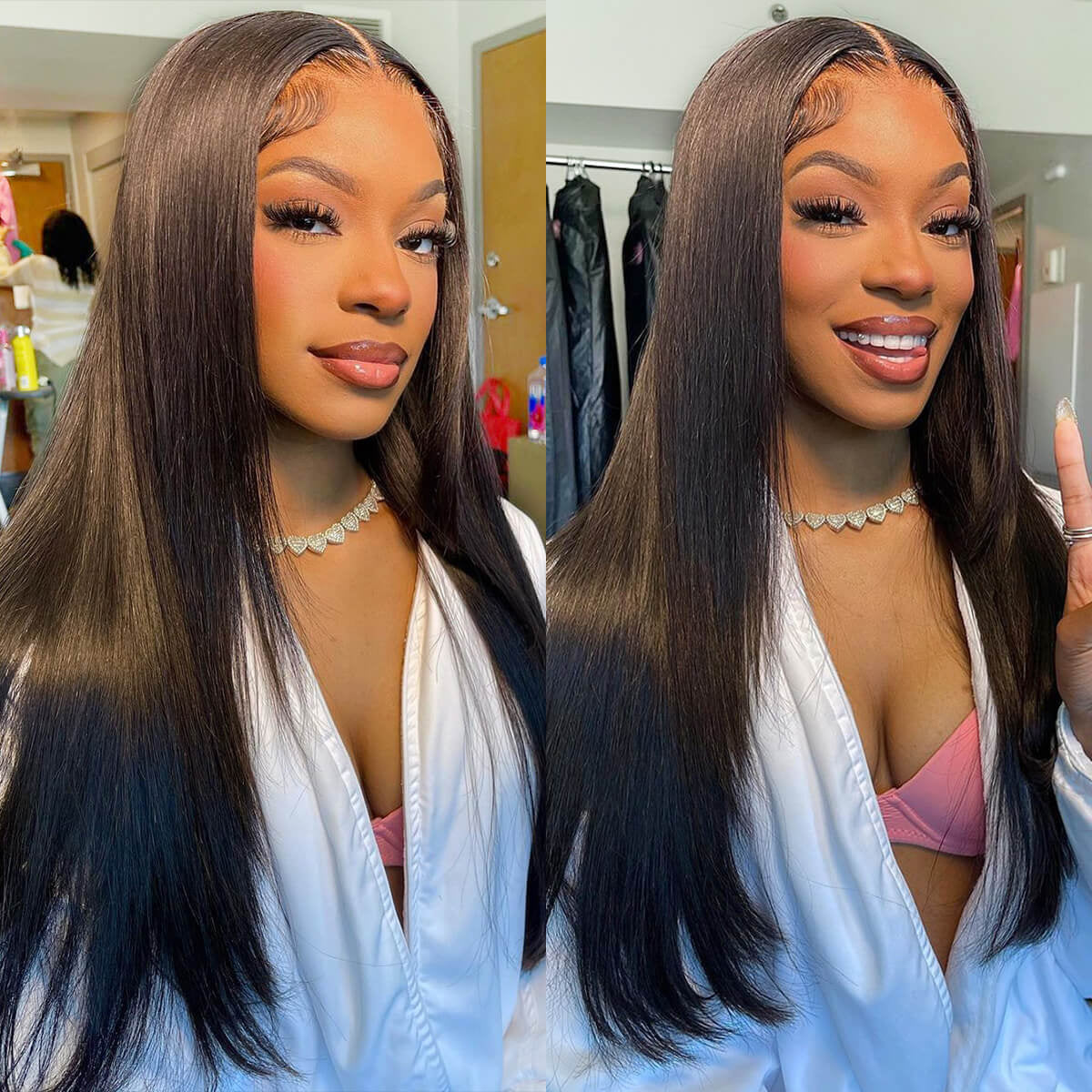 Straight Hair With Layers Shoulder Length Glueless Wig Human Hair HD Lace Wig