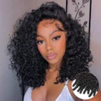 Pull &amp; Go Burmese Curly Short Wig With Spiral Curly Ends C-Side Part Glueless 6x5 Lace Wig
