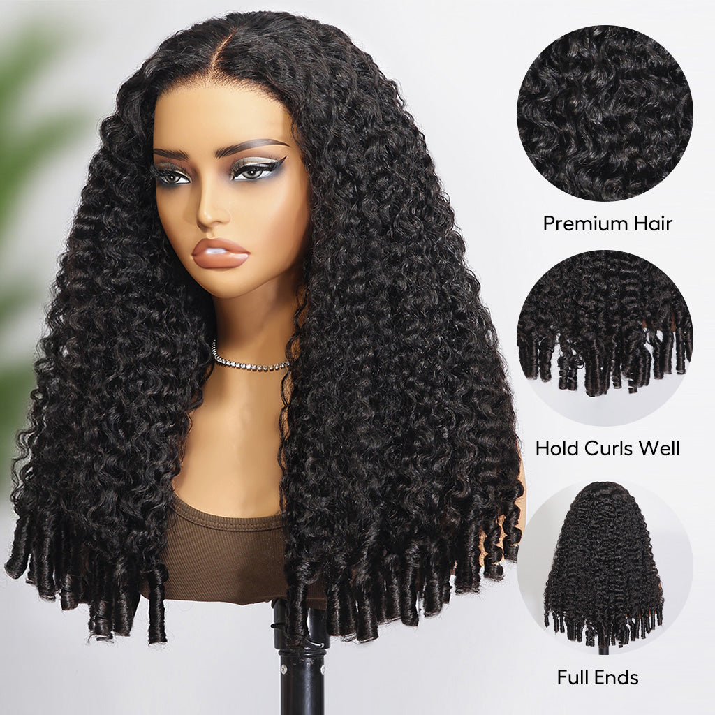 Burmese Curly Wig With Spiral Curly Ends Pull &amp; Go Glueless Human Hair Wig 180%