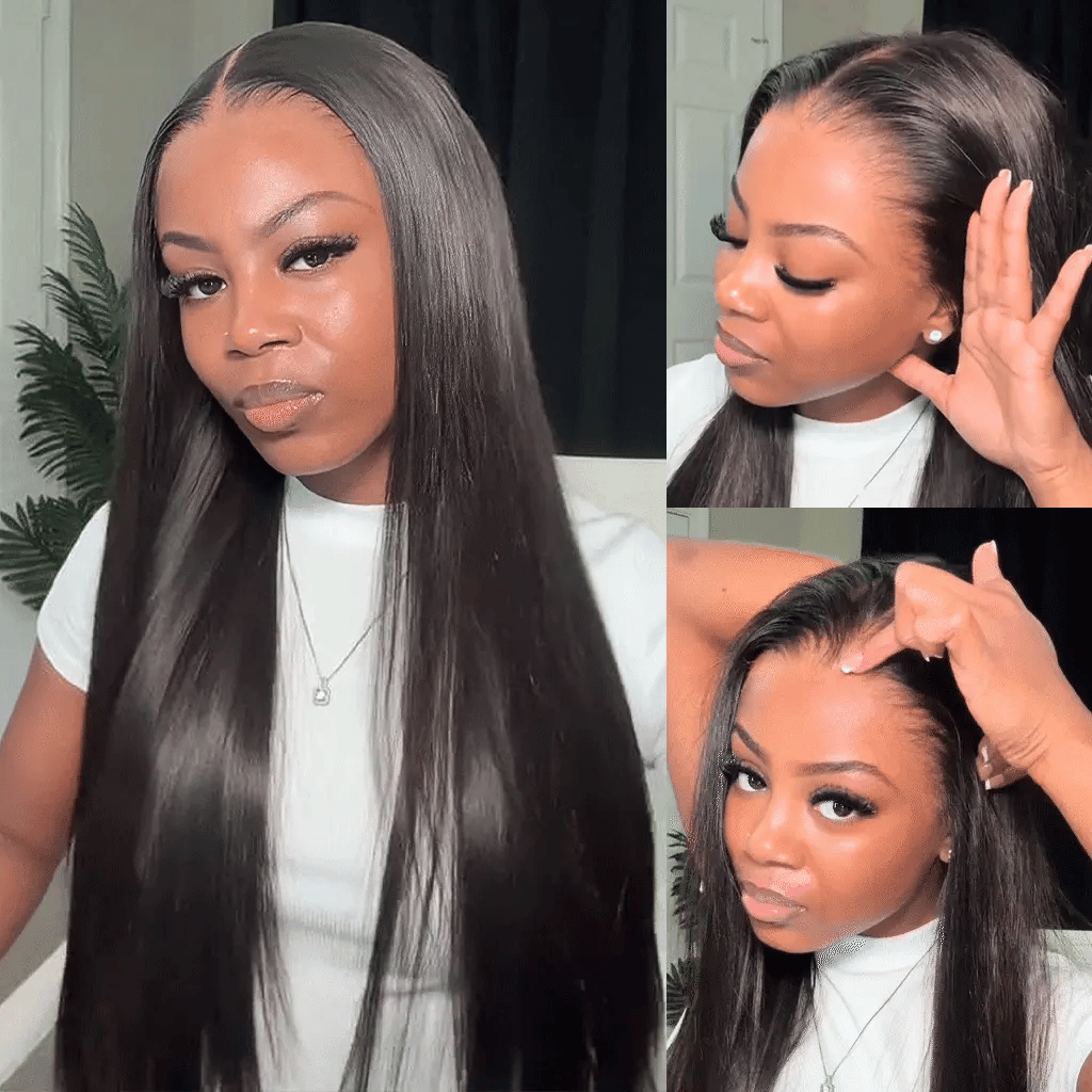 Pull &amp; Go Glueless Wig 6x5 13x6 Straight Wig Invisi-Drawstring Pre-Everything Human Hair Wig