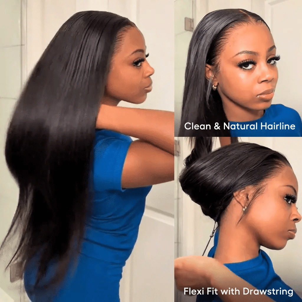 Pull &amp; Go Glueless Straight 13x6 Full Frontal HD Lace Wig Ready to Go Human Hair Wig