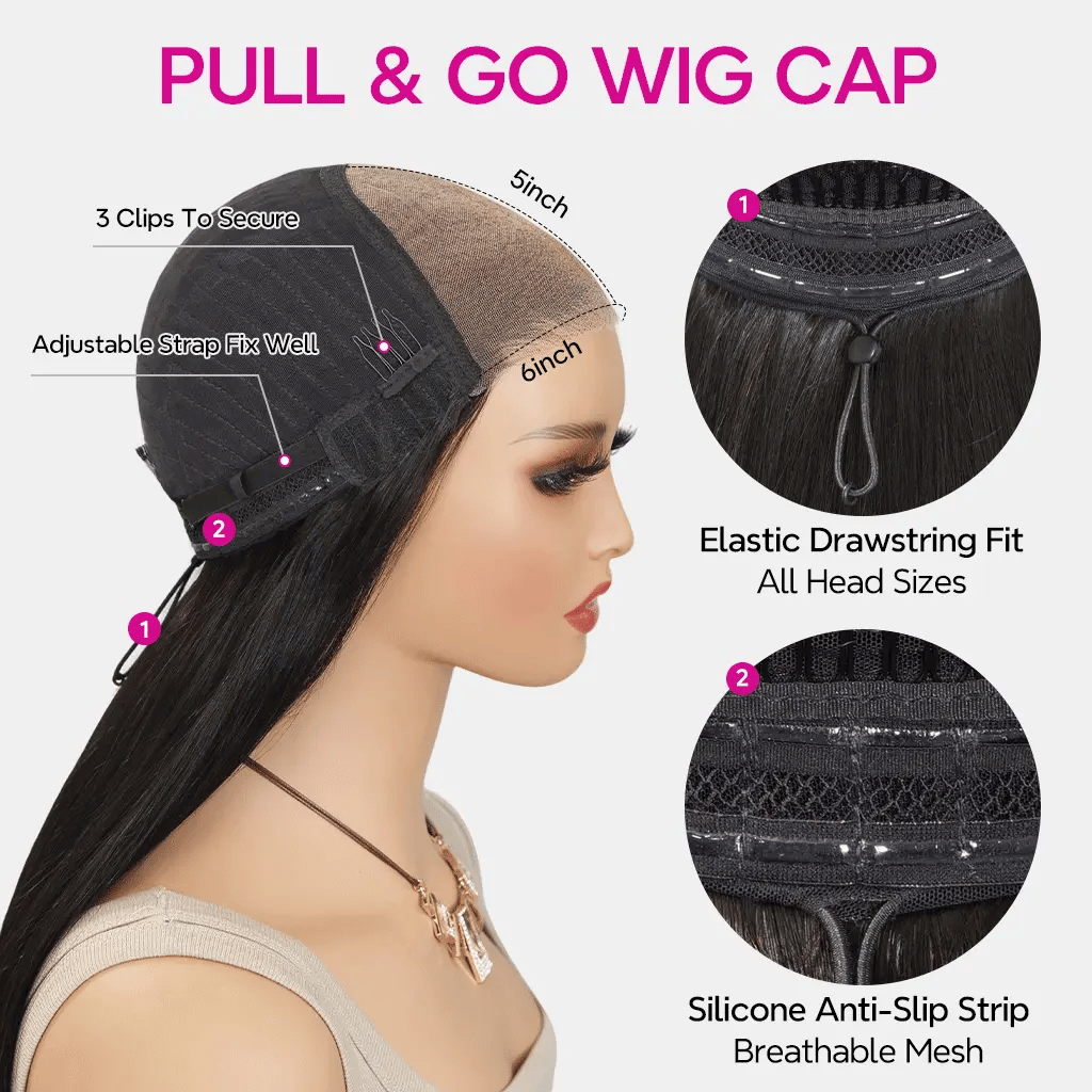 Pull &amp; Go Bouncy Water Wave Glueless Wig Short Bob Wig Pre-Cut 6x5 Lace Bleached Knots