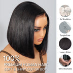 Double Drawn Bone Straight Bob Wig Pull &amp; Go Glueless 6x5 Lace Raw Human Hair Wig