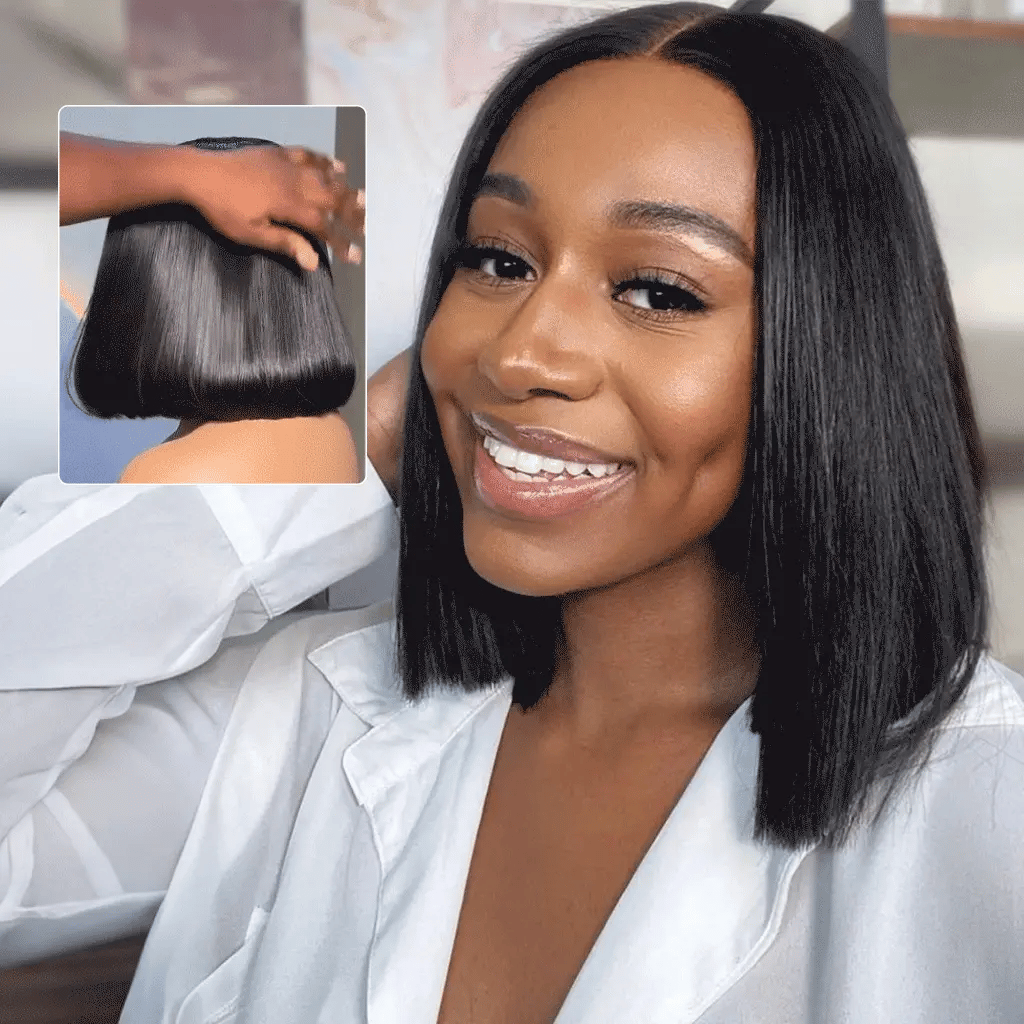 Double Drawn Bone Straight Bob Wig Pull &amp; Go Glueless 6x5 Lace Raw Human Hair Wig