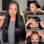 Pull &amp; Go Glueless Wig 6x5 13x6 Straight Wig Invisi-Drawstring Pre-Everything Human Hair Wig