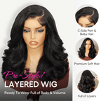 Layered Cut Loose Wave Glueless Wig C-Side Part 6x5 HD Lace Wig Natural Hairline With Baby Hair