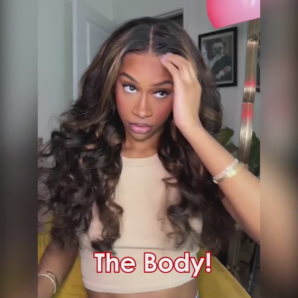 Highlight Honey Brown Body Wave 6x5 13x4 Glueless HD Lace Front Wigs Human Hair