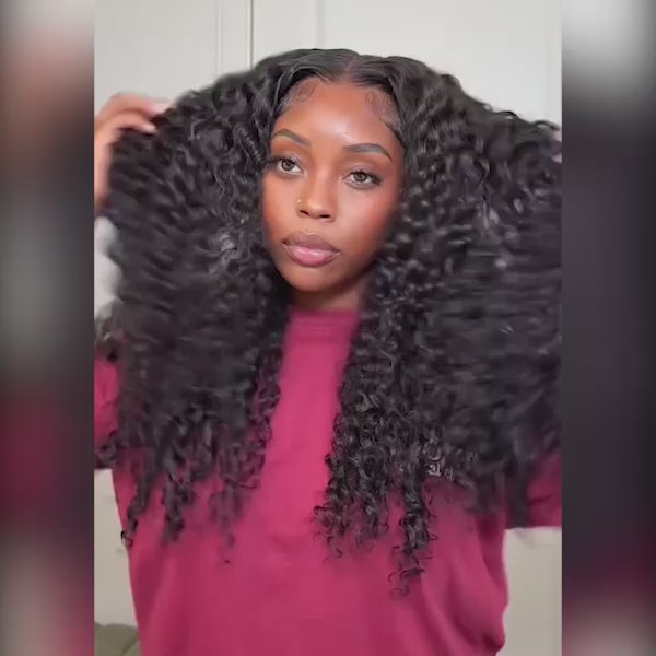 Burmese Curly Wig With Spiral Curly Ends Pull &amp; Go Glueless Human Hair Wig 180%